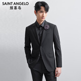 报喜鸟西服套装男装【澳洲羊毛/人生第一套】商务正装通勤西装西裤套装 E款（黑色79.9%羊毛） 50 A(180/100) /请备注腰围或裤子