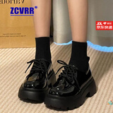 ZCVRR粗跟小皮鞋女2025年春夏季新款单鞋日系jk制服配裙子厚底乐福鞋 亮光黑 37 (235mm)