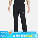 耐克（NIKE）男运动裤夏季直筒梭织休闲裤时尚百搭DM6627-010黑L