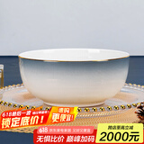 国玥景德镇碗碟套装轻奢骨瓷碗盘组合金边陶瓷碗具菜盘家用单个餐具 渐变灰7英寸面碗1个