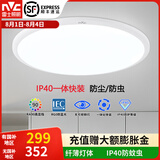 雷士（NVC）卧室吸顶灯阳台灯简约超薄奶油风IP40防蚊虫led照明灯具灯饰-月白 48瓦暖白光丨一体快装IP40