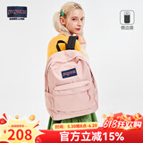 JANSPORT杰斯伯双肩包女学生旅行包26L旅行轻便透气书包男背包 4QUT7N8蜜蜡粉-侧边袋