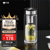 万象（WANXIANG）双层玻璃杯V49RL商务办公杯礼盒装钛黑亮便携车载水杯居家泡茶杯