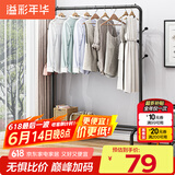 溢彩年华 衣帽架衣架落地金属衣服架卧室挂衣架多功能挂包架2093-BK2