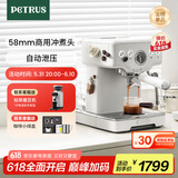 柏翠(petrus)【国家补贴】咖啡机意式浓缩家用小型半自动蒸汽打奶泡 PE3833 海盐小方pro