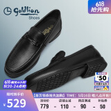 金利来（goldlion）男鞋商务休闲鞋舒适轻质透气时尚皮鞋59683019201A-黑-38码