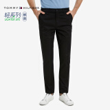 TOMMY HILFIGER【轻弹感】男商务通勤弹力斜纹修身直筒西裤长裤休闲裤J1764 黑色001 -修身版-拍大一码 32 (2.5尺)