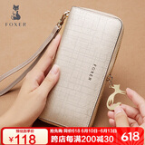 金狐狸（FOXER）牛皮女士钱包大容量长款卡包钱票夹手拿包零钱包轻奢女友生日礼物