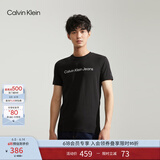 Calvin Klein Jeans夏季男女情侣中性年轻ck多色印花透气修身短袖T恤J320931 BEH-太空黑 L （推荐145-160斤）