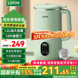 LOTOR破壁机家用全自动豆浆机迷你小型多功能果汁榨汁料理机免煮2025新款米糊机3一4人五谷杂粮流食 1.2L绿色316不锈钢款
