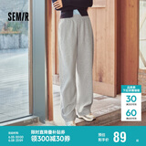 森马休闲裤女纯色长裤春秋松紧腰遮肉阔腿裤显瘦109524127005