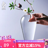 九土日式禅意玻璃花瓶透明水培花器简约创意现代家居餐桌客厅插花摆件 款式一透明玻璃款【不含花】