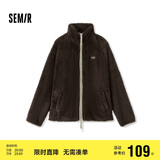 森马（Semir）外套女插肩袖珊瑚绒仿羊羔毛2024冬季立领宽松夹克109724108003
