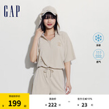 Gap女装夏季凉感透气连帽修身短袖连体衣时尚短裤430392 米色 M (165/84A) 亚洲尺码