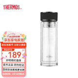 膳魔师（THERMOS）双层玻璃杯商务办公高档水杯男士泡茶杯车载水杯茶水分离节日礼物 TCJGA-400-D-BK短茶隔