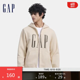 GAP男女装秋季款印花字母logo抓绒连帽卫衣休闲外套660128