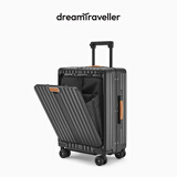 梦旅者（Dream traveller）大容量行李箱万向轮多功能拉杆箱前开盖旅行箱男女 20英寸黑色