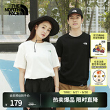 北面（The North Face）短袖T恤男女情侣款小熊宽松休闲透气半袖 米白色 S /165
