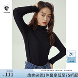 范思蓝恩范思蓝恩204303半高领打底衫女秋冬百搭修身针织上衣紧身内搭毛衣 黑色  XS