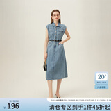 范思蓝恩法式复古纯棉无袖牛仔连衣裙女夏季2024新款23FS12180 牛仔蓝 M