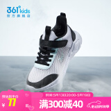 361°儿童运动鞋男童跑鞋中大童秋冬皮革轻便魔术贴女童休闲保暖运动鞋 【大网孔】361白/碳黑/冰雪绿 36