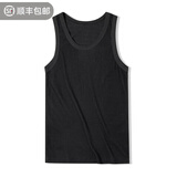 马登工装美式棉背心男健身运动老头汗衫无袖t恤跨栏重磅螺纹坎肩打底 黑色 【拍2件减5元/男士新款】 L