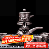 尚言坊紫砂茶具套装自动石磨懒人功夫茶具家用简约茶杯泡茶器套装 6礼盒装-紫泥紫砂牛转乾坤10入