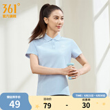 361度运动翻领t恤2025年春夏季新款休闲透气短袖情侣POLO衫 【女款】凝雾蓝 M