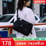 ACROSS邮差包男士斜挎包上班通勤包学生大容量单肩包旅行挎包女相机包包 黑色加大版