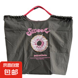 京东物流 明星同款刺绣购物包火爆外网ballchain斜挎单肩 灰粉色甜甜圈 送加长粉色肩带