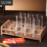 CLITON竖纹白酒杯分酒器100ml酒具套装 一口小酒杯分酒壶酒盅6壶6杯