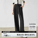 尚都比拉气质通勤OL直筒西装裤夏装阔腿裤垂感显瘦长裤子女 黑色 M 