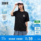森马（Semir）【多彩凉感T】短袖t恤女夏中长款宽松舒适刺绣上衣109324100007