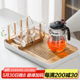 瓷牌茗茶具玻璃茶具套装可拆洗内胆飘逸杯泡茶壶居家办公懒人自动红茶泡茶器 尚型飘逸杯六彩杯+梯型架盘 500ml