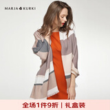 玛丽亚·古琦（MARJA KURKI）羊毛围巾女冬季 礼盒装保暖披肩围巾两用 千鸟格围脖女礼物 棕/灰