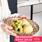 格娜斯 水果盘玻璃家用客厅茶几欧式轻奢风网红高档零食摆放盘大容量