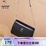 啄木鸟（TUCANO）包包女款2025年牛皮时尚单肩斜挎包女链条包实用生日礼物 菱格黑色【经典百搭小香风】