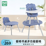 小龙哈彼（Happy dino）儿童婴儿多功能便携座椅吃饭玩具桌二合一蘑菇餐椅6个月-3岁-10岁 【小狮子丨经编布覆海绵垫】浅蓝