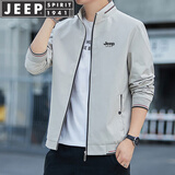 JEEP SPIRIT吉普夹克男外套立领上衣男士春秋季纯色中青年茄克衫舒适透气服装 杰浩-2210卡其 2XL （155斤-170斤）