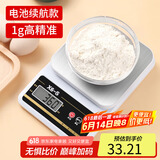 拜杰厨房电子秤家用小型烘焙克称高精度称重食物秤克数秤5kg/1g  X6-S
