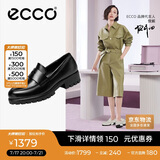 爱步（ECCO）乐福鞋女 经典厚底百搭英伦风皮鞋 摩登女鞋490013 黑色36