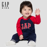 盖璞（GAP）婴儿秋季款纯棉logo小熊印花一体式连体衣儿童装805354