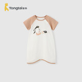 童泰（TONGTAI）婴儿短袖睡袍夏季纯棉宝宝睡衣儿童防踢被家居服睡裙咖色80cm