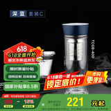 膳魔师（THERMOS）玻璃杯套组400ml双层耐热带滤网泡茶TCGB-400-BL iwaki 促销装 C