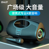 狂热者（ZEALOT） P1无线广场舞蓝牙音响户外音箱k歌音响家用便携网红抖音大音量低音炮话筒麦克风 PI黑色标准版【配K歌麦克风】