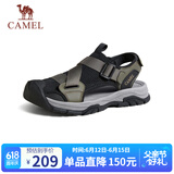 骆驼（CAMEL）户外休闲魔术贴包头洞洞沙滩运动凉鞋男 G14M076677 曙光绿/黑 42