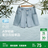 森马牛仔裤女简约时尚A字裤ins潮夏季凉感短裤休闲风109324122005