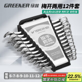 绿林（GREENER）扳手家用套装工具开口梅花两用12件套6mm-22mm固定呆扳手汽车修理