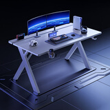 蔓斯菲尔（MSFE）电竞桌台式电脑桌X系列ENF级实木生态板家用书桌办公学习写字桌子 白色【升级款】二段式 X3-120cm