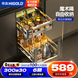 悍高（HIGOLD）拉篮304不锈钢厨房橱柜双层调味篮带阻尼导轨 450柜2层-L系列调味篮
